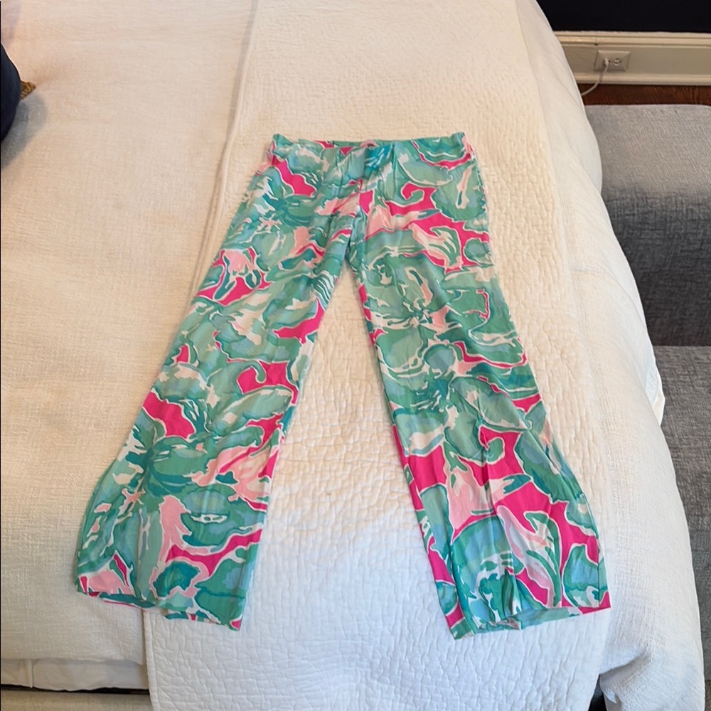 Lilly Pulitzer Georgia May Palazzo Pants in Tropical Pink Sands Pattern
